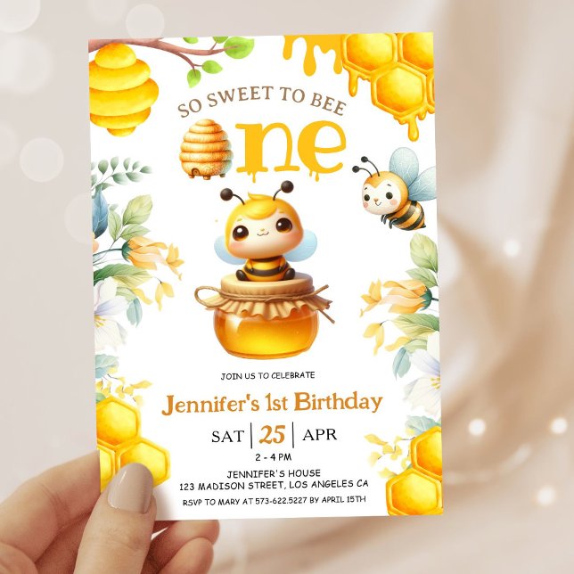 So Sweet To Be One! Bee 1st Birthday Invite (Creator Uploaded)