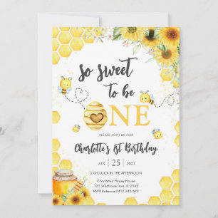 So Sweet To Be One Honey Bee 1st Birthday Invitation