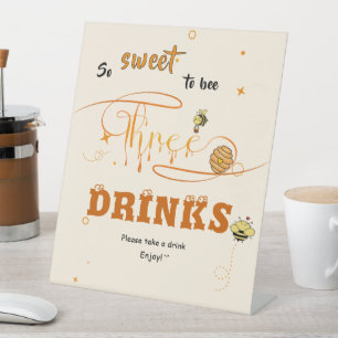 So Sweet To Bee 3 Honey Bee 3rd Birthday Drinks Pedestal Sign