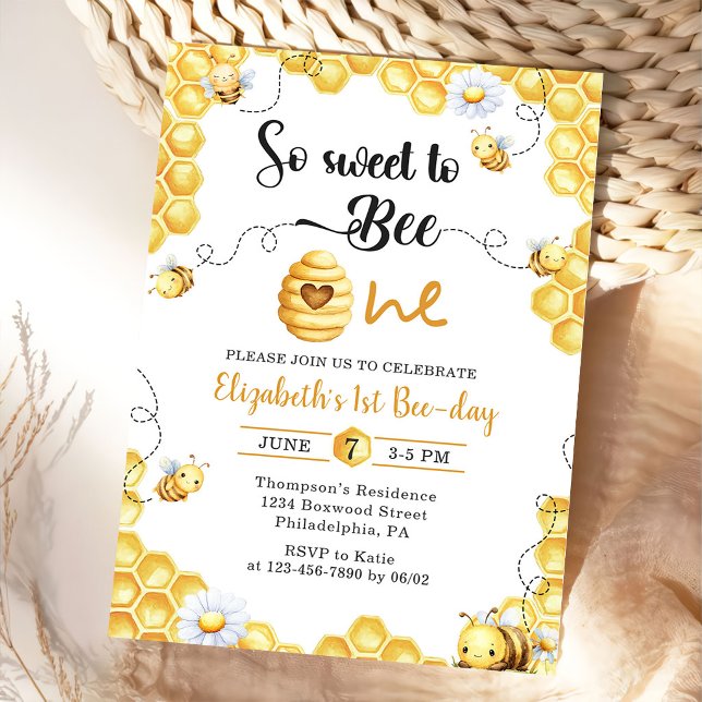 So Sweet To Bee first Birthday Invitation (Creator Uploaded)