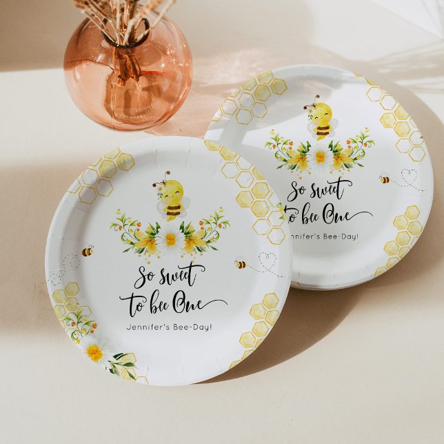 So sweet to bee One 1st birthday bee day Paper Plate (Creator Uploaded)
