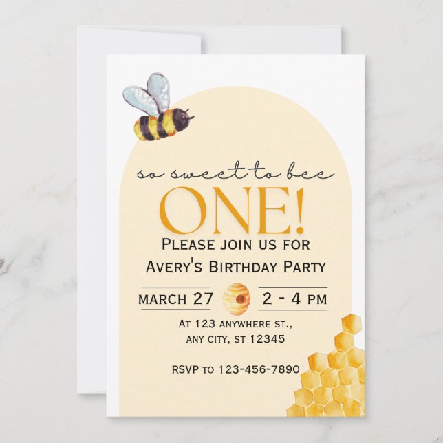 So Sweet to Bee One, Baby Shower  Invitation (Front)