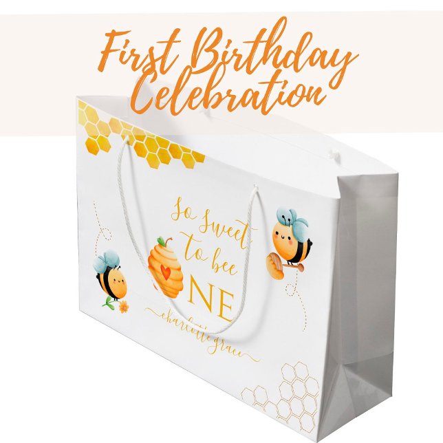 So Sweet To Bee One Bee Birthday Large Gift Bag (Creator Uploaded)