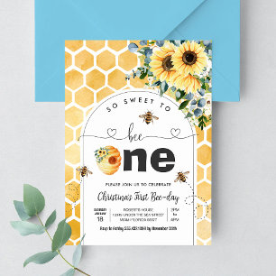 So Sweet To Bee One Bee Theme Party First Birthday Invitation