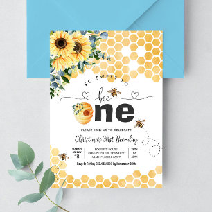 So Sweet To Bee One Bee Theme Party First Birthday Invitation