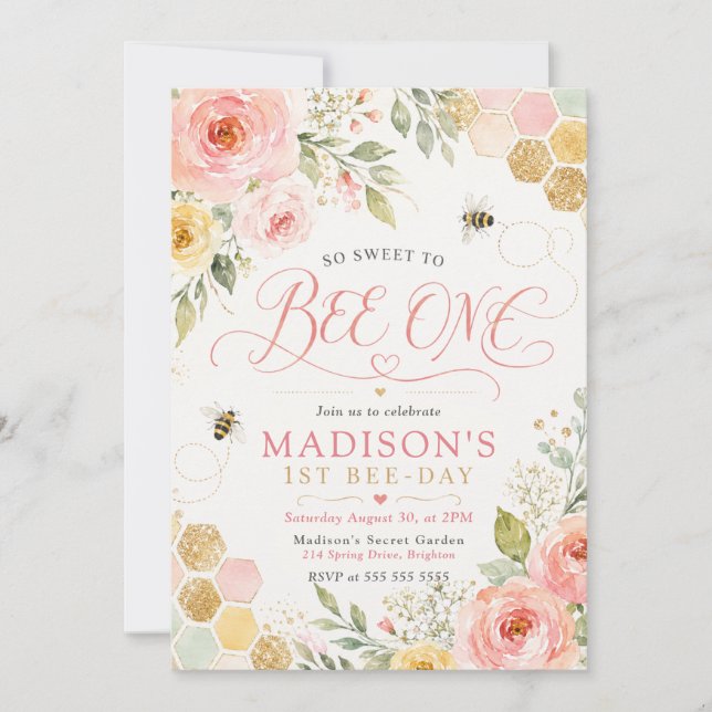 So Sweet to Bee One Birthday Invitation (Front)