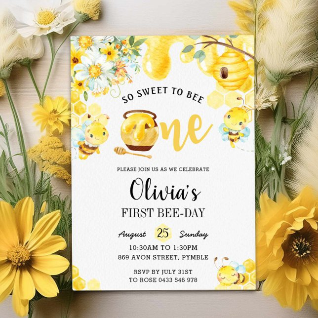 So Sweet To Bee ONE Cute Bumblebee 1st Birthday    Invitation (Creator Uploaded)