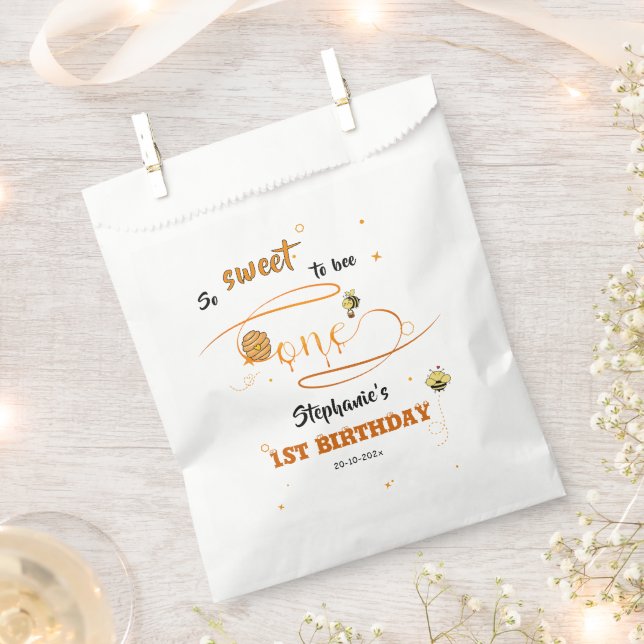 So Sweet To Bee One Cute Honey Bee 1st Birthday Favour Bags (Clipped)