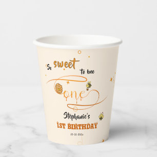 So Sweet To Bee One Cute Honey Bee 1st Birthday Paper Cups