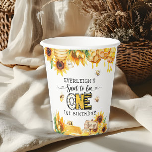 So sweet to bee one floral 1st birthday paper cups