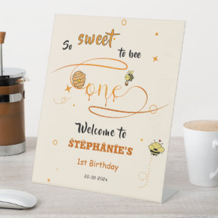 So Sweet To Bee One Honey Bee 1st Birthday Welcome Pedestal Sign