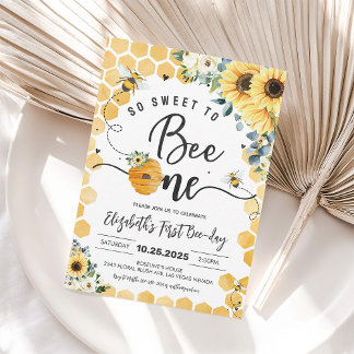 So Sweet To Bee One Party Bee-Day 1st Birthday Invitation