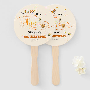 So Sweet To Bee Three Cute Honey Bee 3rd Birthday Hand Fan