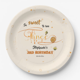 So Sweet To Bee Three Cute Honey Bee 3rd Birthday Paper Plate