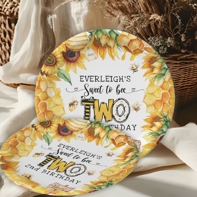 So sweet to bee two floral 2nd birthday  paper plate (Creator Uploaded)