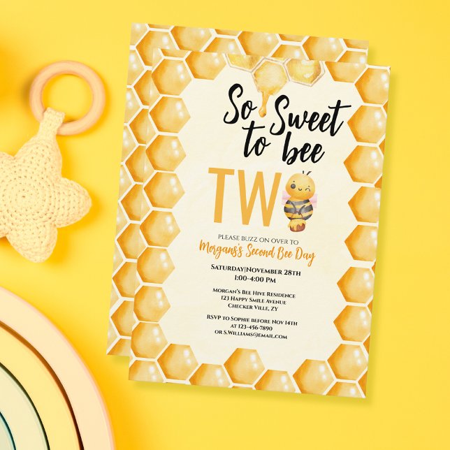 So Sweet To Bee Two Girls Boys First Birthday  Invitation (Creator Uploaded)