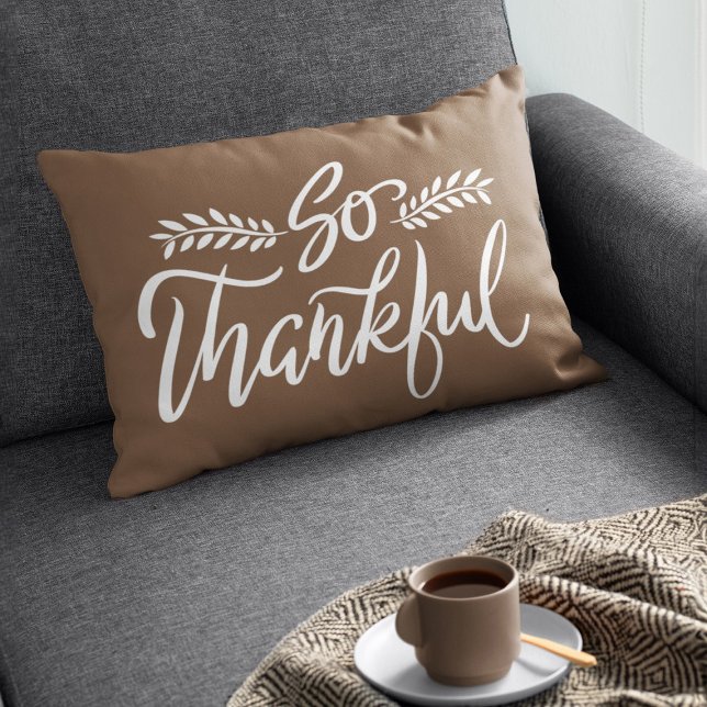 So Thankful Brush Calligraphy Accent Pillow (Creator Uploaded)