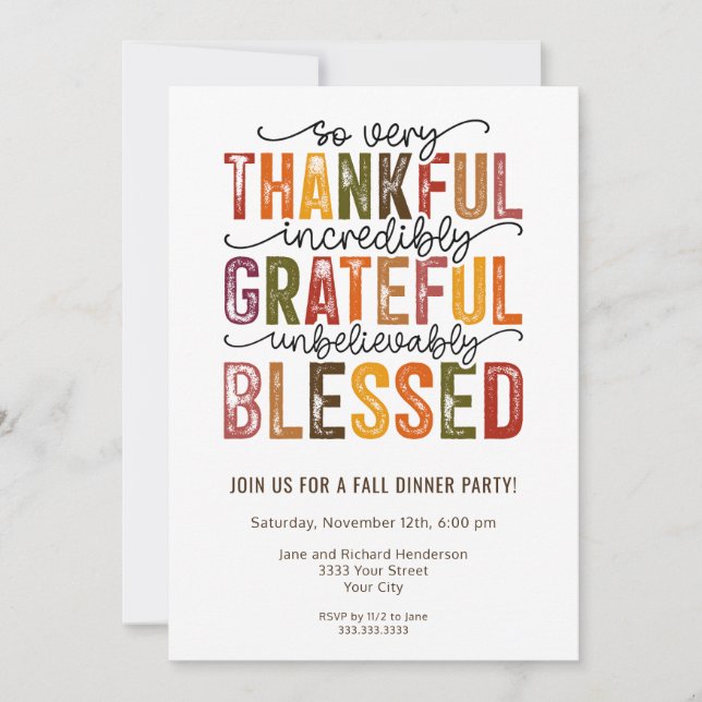 So Thankful Fall Dinner Party Invitation (Front)