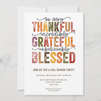 So Thankful Fall Dinner Party Invitation