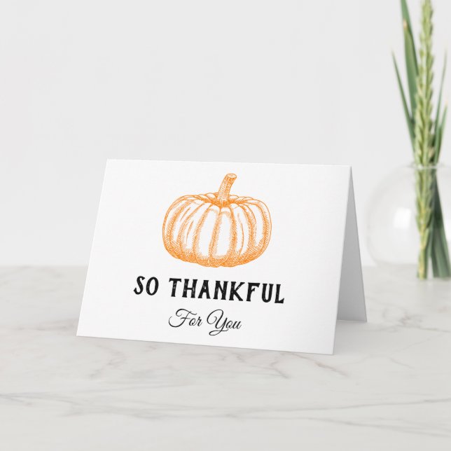 So Thankful For You Pumpkin Gratitude Card (Front)