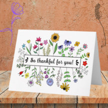 So Thankful For You Wildflower Folded Greeting