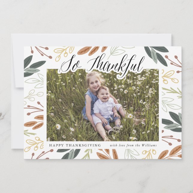 So Thankful Thanksgiving Photo Card (Front)
