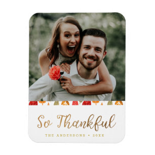 So Thankful Thanksgiving Typography Magnet