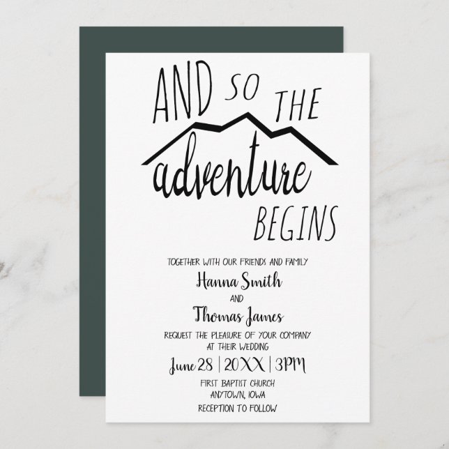 So The Adventure Begins Rustic Mountain Wedding In Invitation (Front/Back)