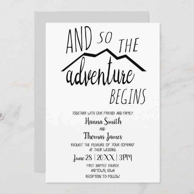So The Adventure Begins Rustic Mountain Wedding In Invitation (Front/Back)