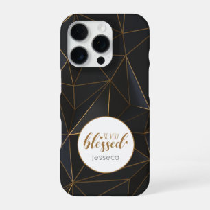 So Very Blessed Black Gold Personalised iPhone 16 Pro Case