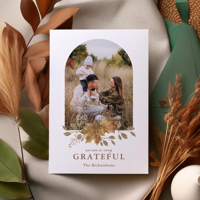 "So Very Grateful" Thanksgiving Photo Holiday Card (Creator Uploaded)