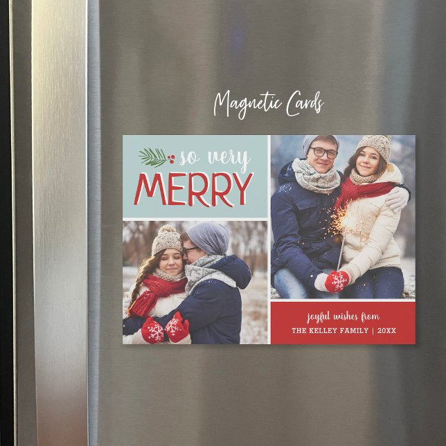 So Very Merry 2 Photo Collage Holiday Card (Creator Uploaded)
