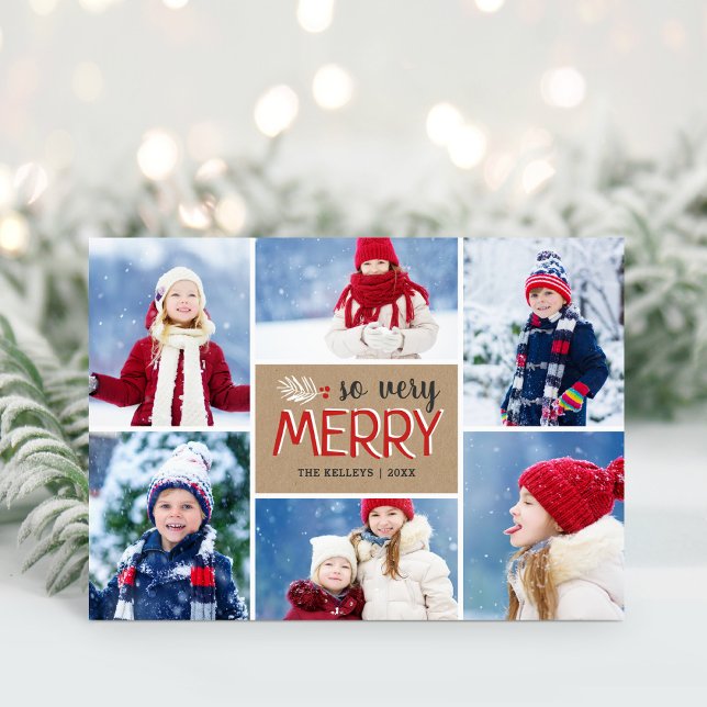 So Very Merry 6 Photo Folded Holiday Card (Creator Uploaded)