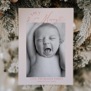 So Very Merry Christmas Peach Birth  Announcement