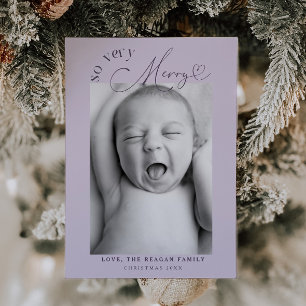 So Very Merry Christmas Purple Birth  Announcement