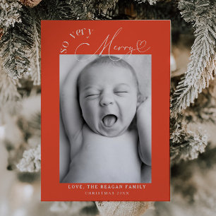 So Very Merry Christmas Retro Red Birth Announcement