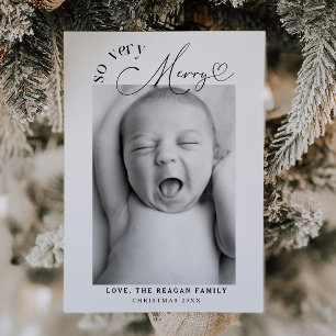 So Very Merry Christmas White Birth Announcement