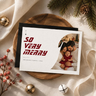 So Very Merry Curved Photo Family Christmas Holiday Card