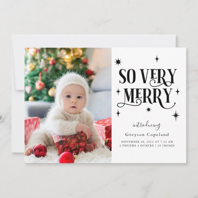 So Very Merry Holiday Baby Photo  Announcement (Front)