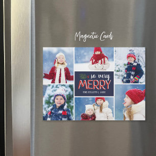 So Very Merry Holiday Photo Collage Magnetic Card