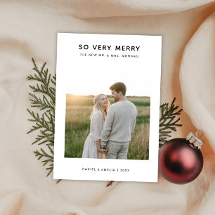 So Very Merry Minimalist Newlywed Photo Holiday Card