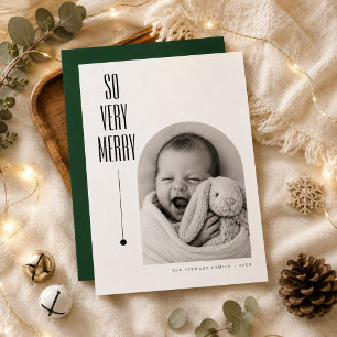 So Very Merry Newborn Baby Christmas Photo Holiday Card
