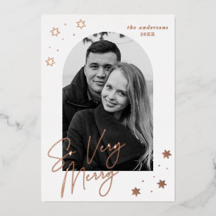 So Very Merry Rose Gold Foil Arch Photo