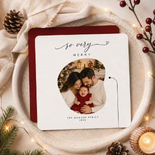 So Very Merry Rounded Photo Family Christmas Holiday Card