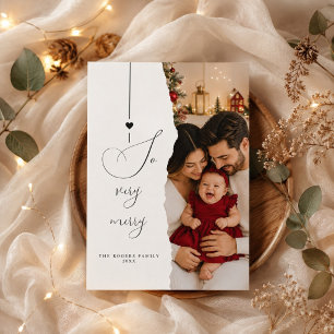 So Very Merry Torn Paper Family Christmas Photo Holiday Card