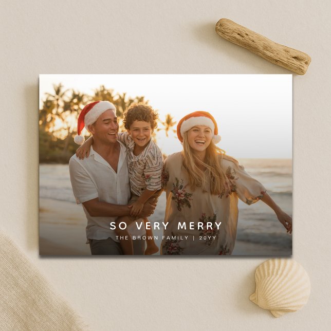 So Very Merry Tropical Beach Family Photo Holiday Card (Creator Uploaded)
