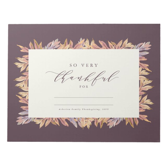 So very thankful fall leaves paper placemat notepad (Front)