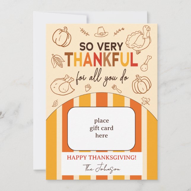 So Very Thankful Fall Thanksgiving Gift Card Holde (Front)