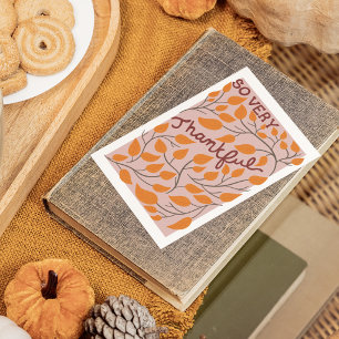 So Very Thankful Orange Leaves Thanksgiving Card