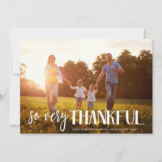 So Very Thankful | Photo Card | Custom Colour (Front)
